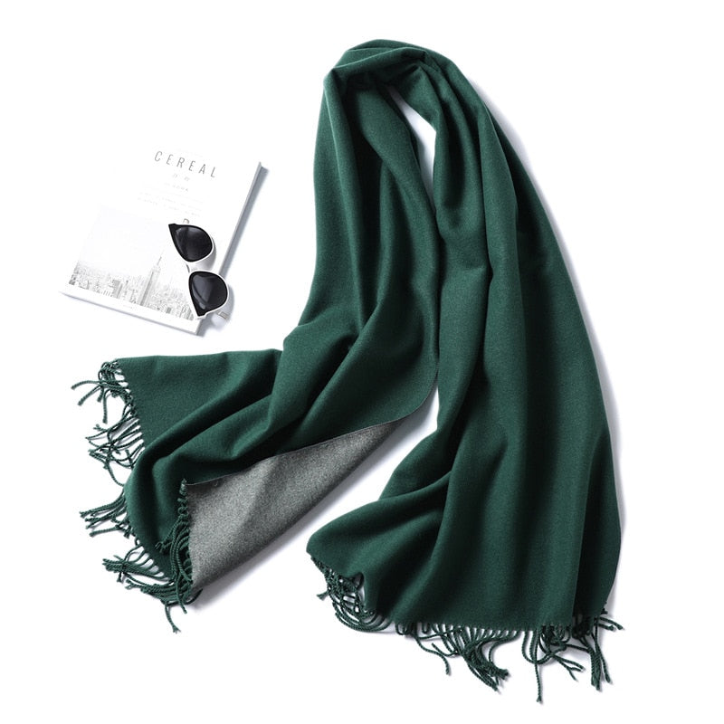 Winter Cashmere Scarf Women Thick Warm Shawls Wraps Lady Solid Scarves Fashion Tassels Pashmina Blanket Quality Foulard 2022 New - Executive-Skincare