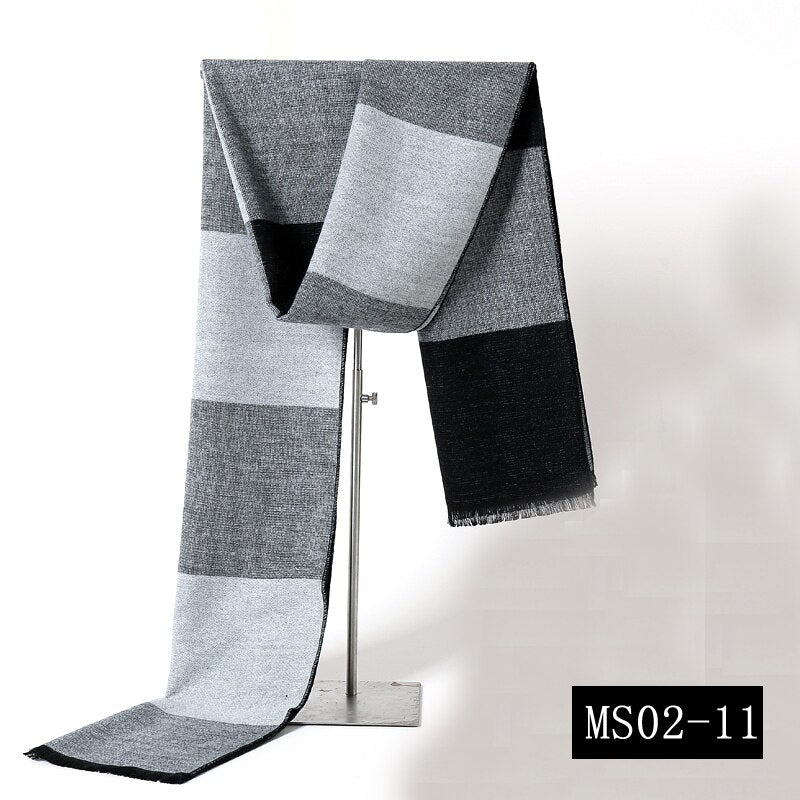 Luxury Brand Plaid Cashmere Scarf for Men Winter Warm Neckerchief Male Business Scarves Long Pashmina Christmas Gifts - Executive-Skincare