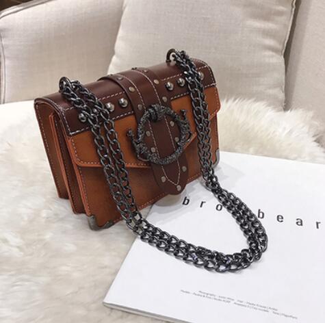 European Fashion Female Square Bag 2020 New Quality PU Leather Women&#39;s Designer Handbag Rivet Lock Chain Shoulder Messenger bags - Executive-Skincare