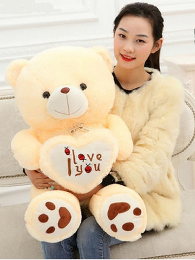 Big Size I Love You Teddy Bear Large Stuffed Plush Doll Holding LOVE Heart Plush Teddy Bear Cartoon Soft Stuffed Doll Kids Toy - Executive-Skincare