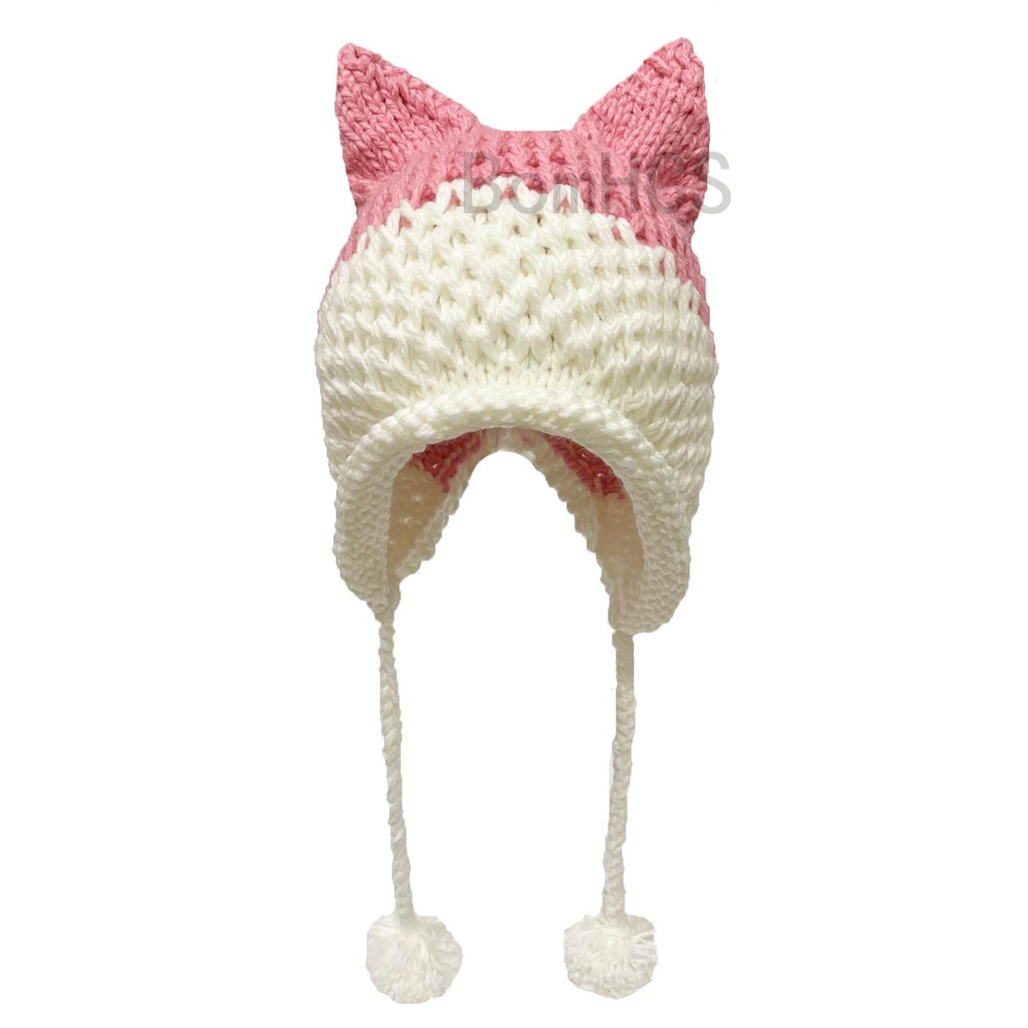 BomHCS Cute Fox Ears Beanie Winter Warm 100% Handmade Knit Hat - Executive-Skincare