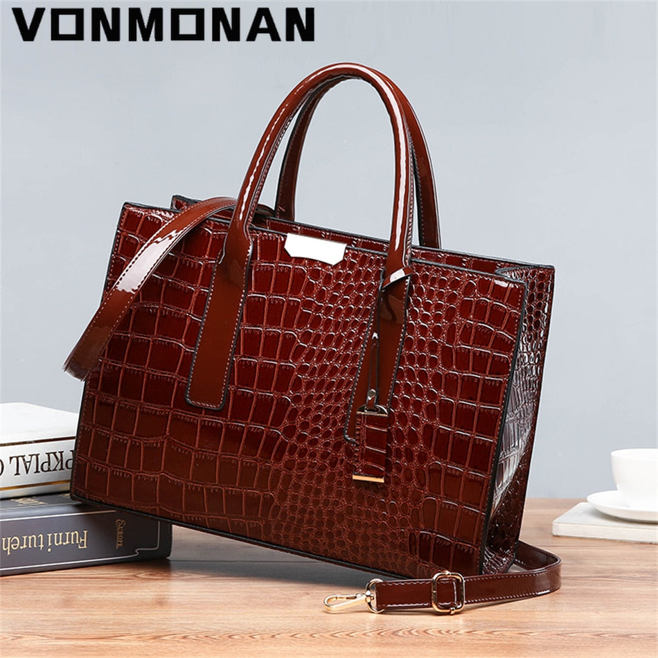 Luxury Patent Leather Women Messenger Bag Crocodile Female Crossbody Shoulder Hand Bags for Women 2022 High Quality Lady Handbag - Executive-Skincare