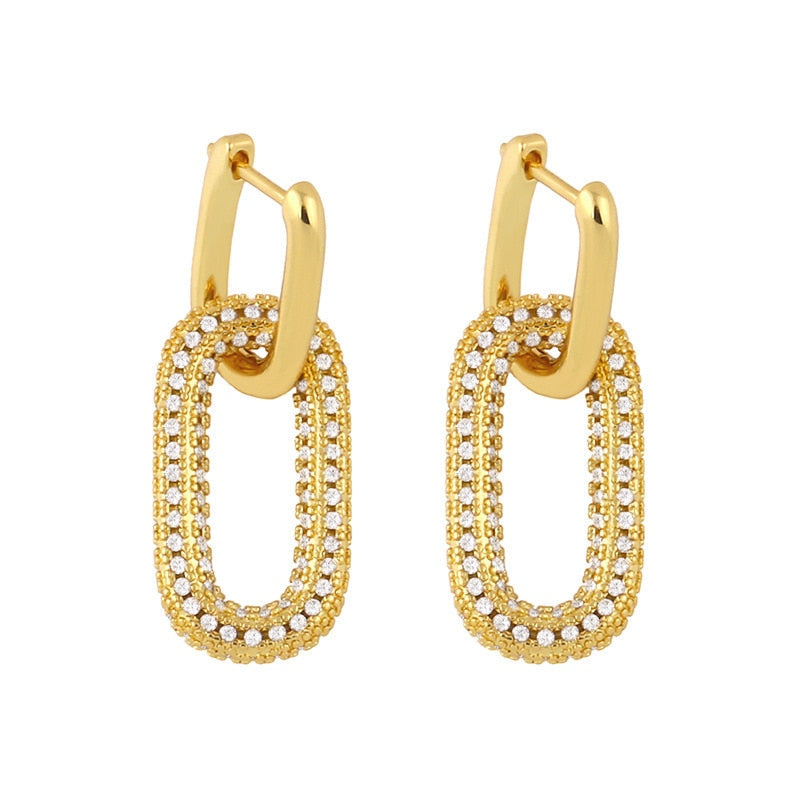 Gold Color Geometric O-shaped Two Oval Hoop Earrings for Women Small Circle Ear Buckle Pendant Earring 2023 New Punk Jewelry