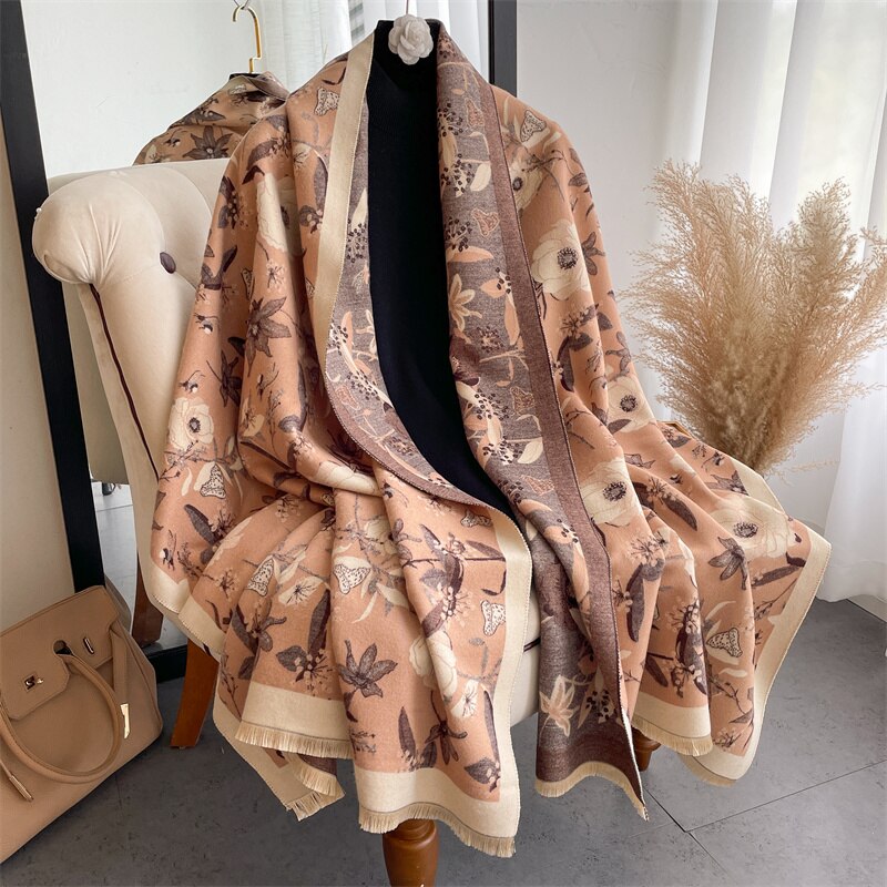 Luxury Brand Cashmere Warm Scarf for Women Design Winter Thick Shawl Wrap Pashmina Blanket Poncho Female Bufanda Echarpe Foulard - Executive-Skincare