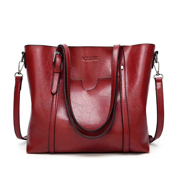 ACELURE Women bag Oil wax Women&#39;s Leather Handbags Luxury Lady Hand Bags With Purse Pocket Women messenger bag Big Tote Sac Bols - Executive-Skincare