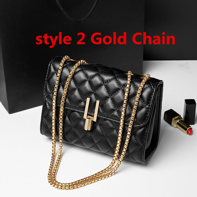 Fashion Luxury Designer Bags Leather Chain Crossbody Bags For Women Handbags Purses Small Shoulder Messenger Female Za Clutch - Executive-Skincare