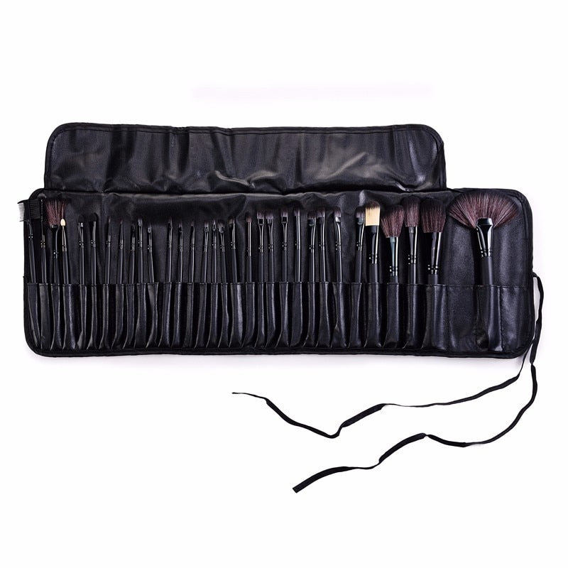 32 PCS pincel de maquiagem make up brushes maquiagem profissional of makeup brush set + Black Leather Bag - Executive-Skincare