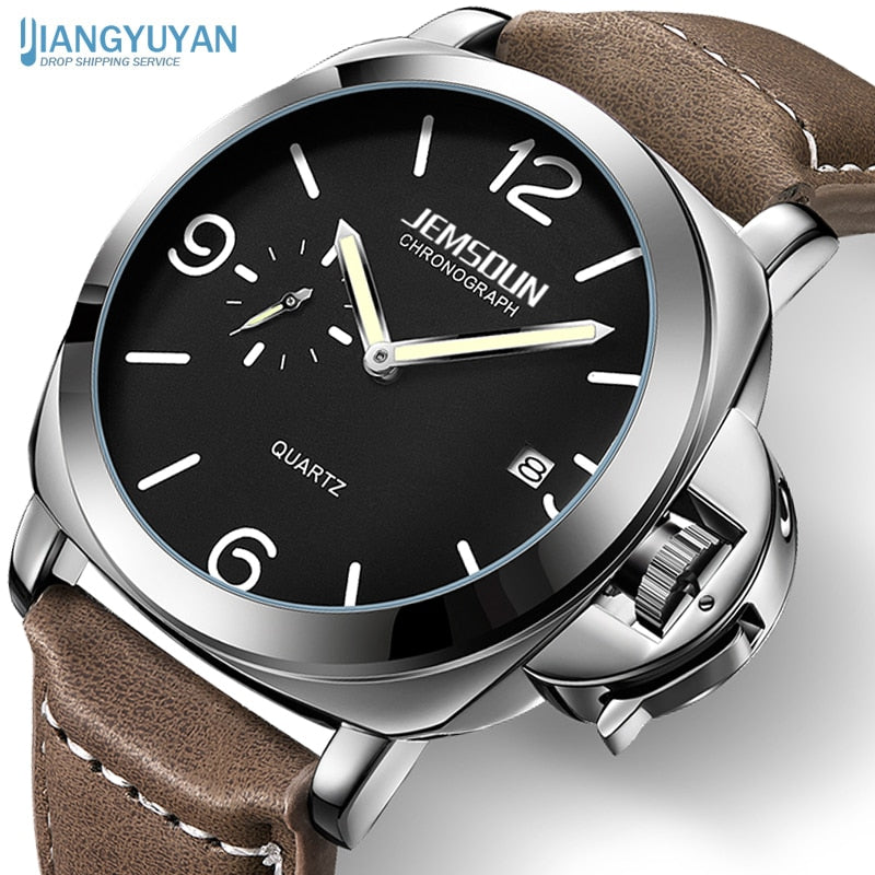 Luxury Top Brand Sport Watch Men Waterproof Quartz Brown Leather Military Wrist Watch Men Army Clock Male relojes hombre hodinky - Executive-Skincare