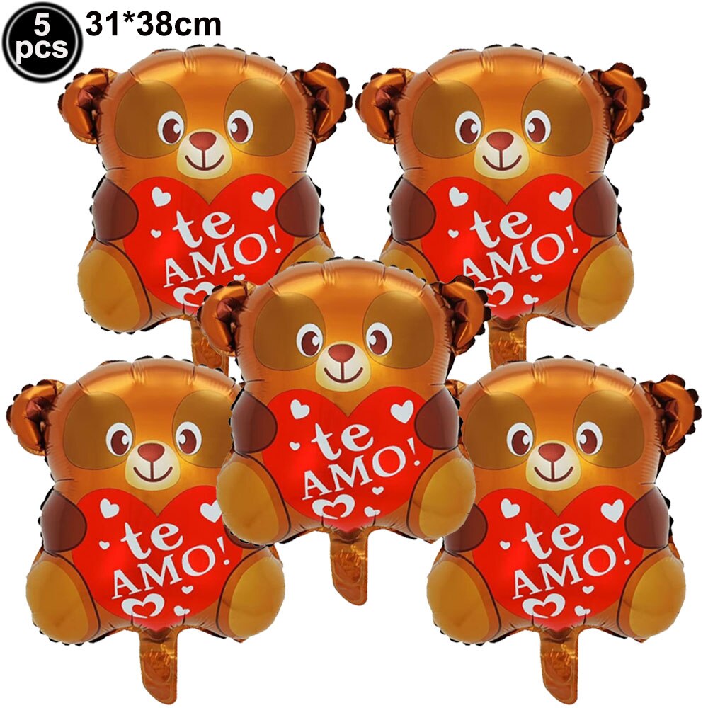 5pcs Love Bear Balloon include Big Bear Balloon and Mini Bear Balloon Birthday Valentines Party Wedding Decoration Bear Balloon - Executive-Skincare