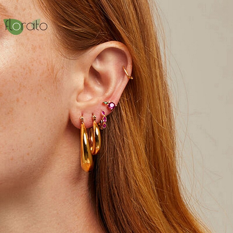 Vibrant Multicolour CZ Crystal Hoop Earrings in 925 Sterling Silver - Luxurious Gift for Her