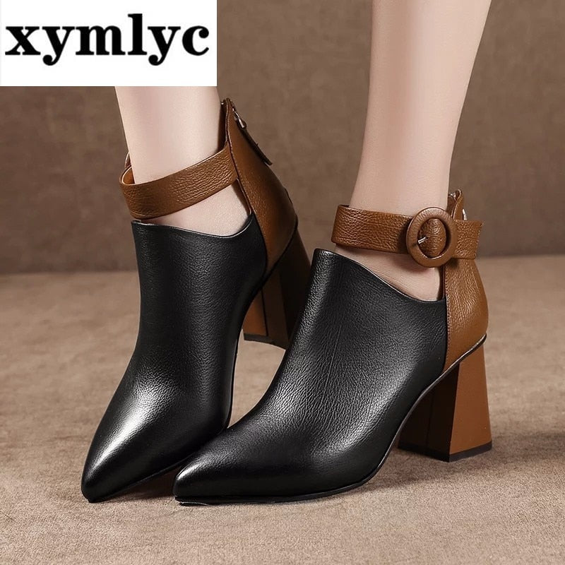 New Autumn Early Winter Shoes Women Boots Fashion Ladies High Heels Boots Pointed toe Woman Party Shoes Women Ankle Boots - Executive-Skincare