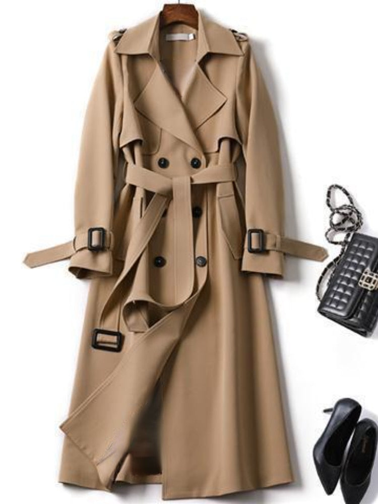 New Coats Woman Winter 2022 Fashion Lapel Double-breasted Women&#39;s Long Trench Coat for Women Overcoat Female Women&#39;s Windbreaker - Executive-Skincare