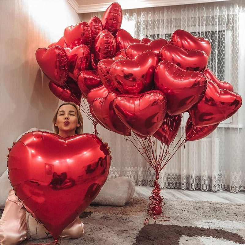 Big Red Heart Balloons Love Bear Balloons Romantic Decorations Teddy Bear Balloons Valentines Balloons Wedding Party Decortion - Executive-Skincare