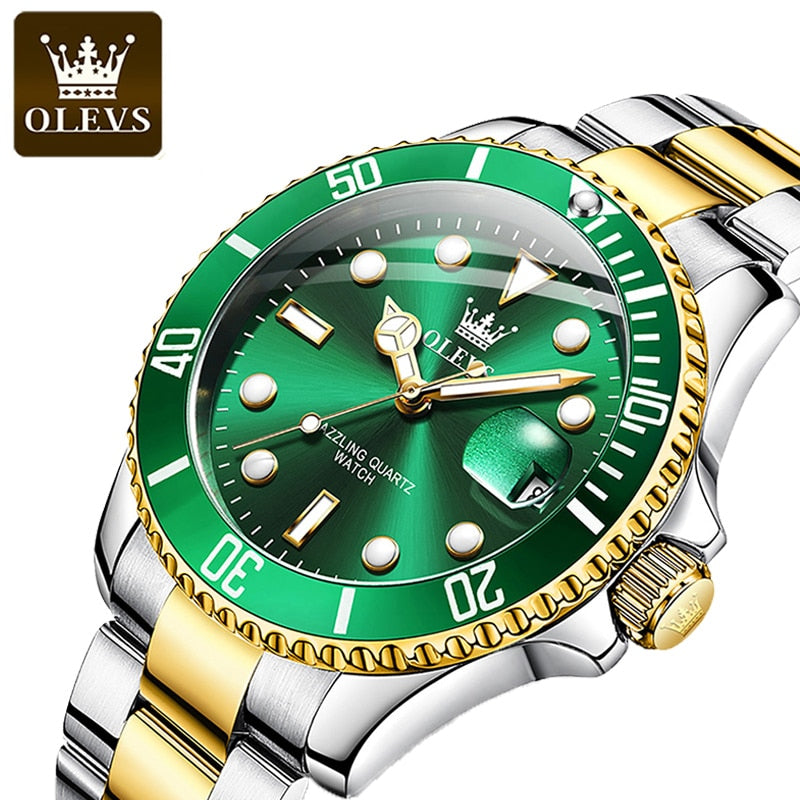 OLEVS Mens Quartz Watches Top Brand Luxury Business Waterproof Luminous Large Dial Men Wristwatches Sports Stainless Steel Watch