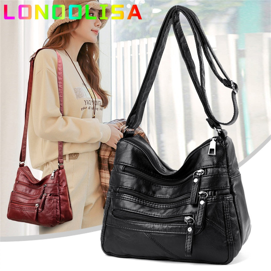 High Quality Women&#39;s Soft Leather Shoulder Bags Multi-Layer Pockets Classic Crossbody Bag Luxury Designer Handbags and Purses - Executive-Skincare