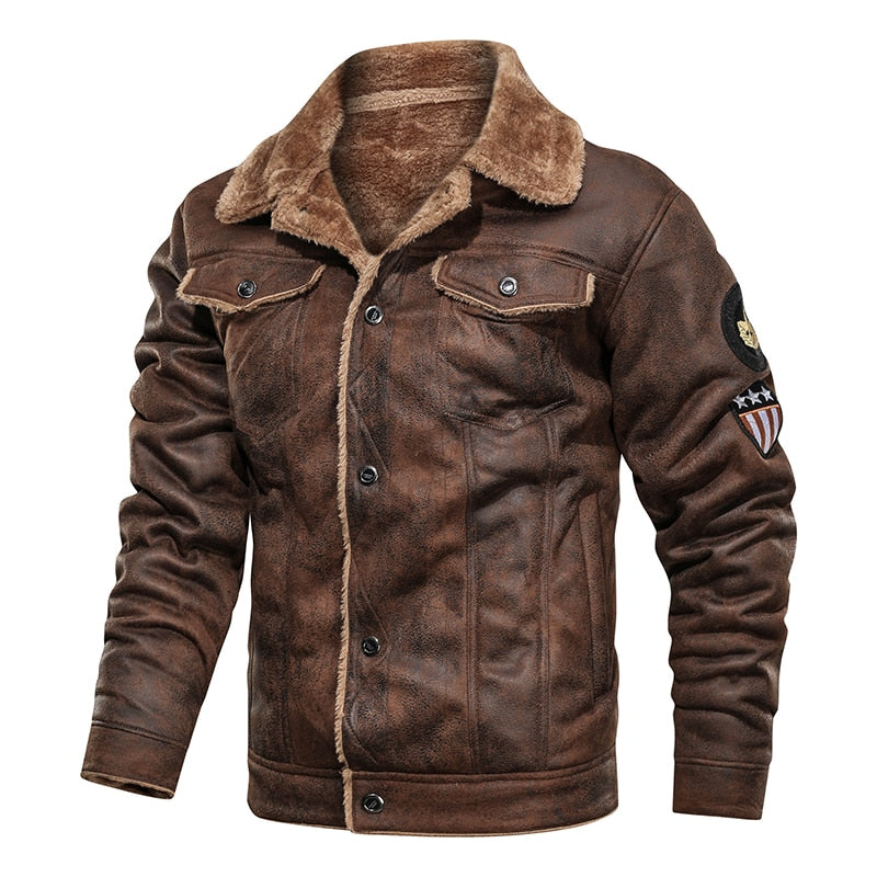 Brand Mens Retro PU Jackets 2020 Men Slim Fit Motorcycle Leather Jacket Fashion Outwear Male Warm Bomber Military Outdoor Coats - Executive-Skincare