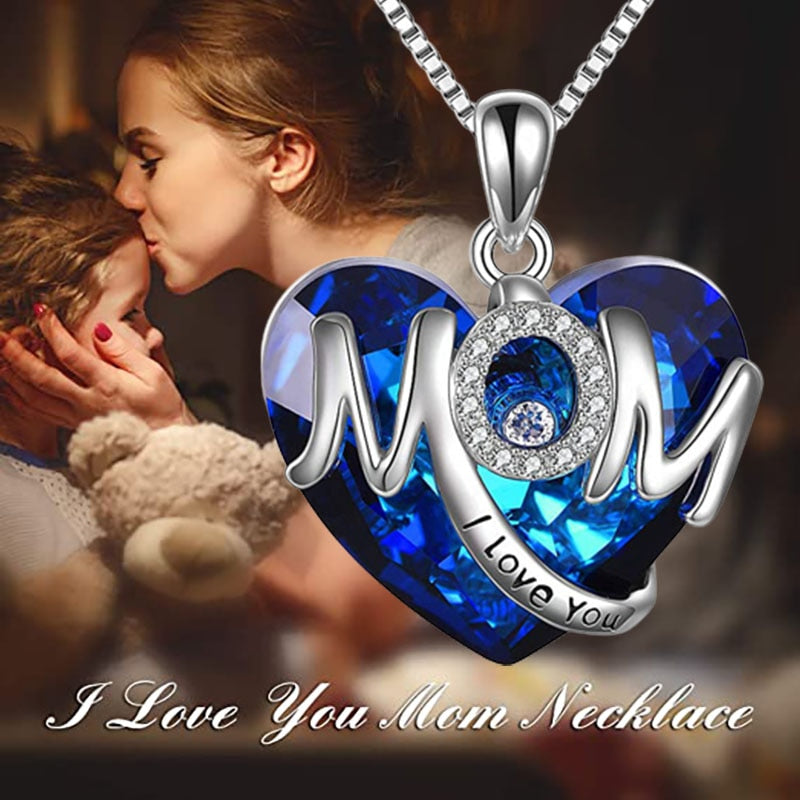 Elegant Mother Love Crystal Pendant Necklace for Women - Timeless Gift for Birthdays, Anniversaries, and Christmas