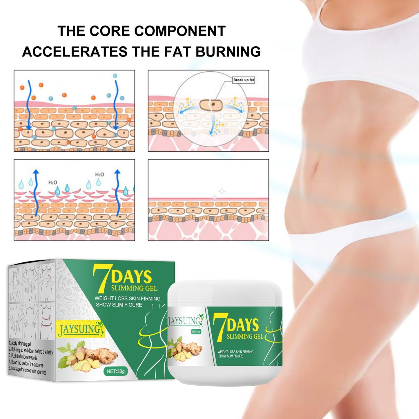 7 DAYS Ginger Slimming Cream Fast Weight Loss Fat Burning Remove Leg Waist Cellulite Burner Whitening Firming Body Skin Care - Executive Quality Store