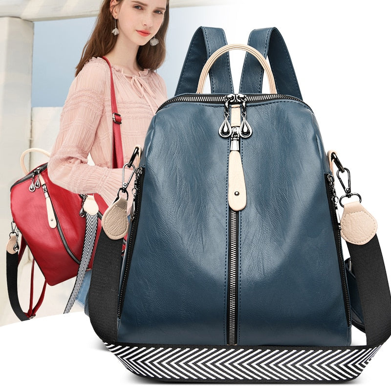 Fashion Backpack Women Soft Leather Backpack Female White High Quality Travel Back Pack School Backpacks for Girls Sac A Dos Hot - Executive-Skincare