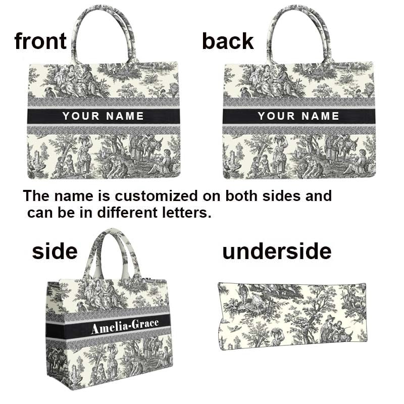 Spring Summer Personalized Fashion Printing Large Capacity Canvas Book Tote Bag With Name Women&#39;s Custom Commuter Shoulder Bag - Executive-Skincare