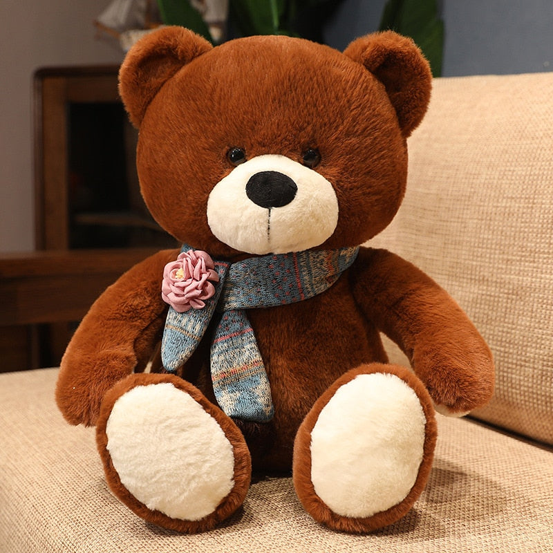 New Hot Kawaii 4 Colors Teddy Bear With Scarf Stuffed Animal Bear Plush Toys Doll Pillow Kids Lovers Birthday Baby Gift - Executive-Skincare