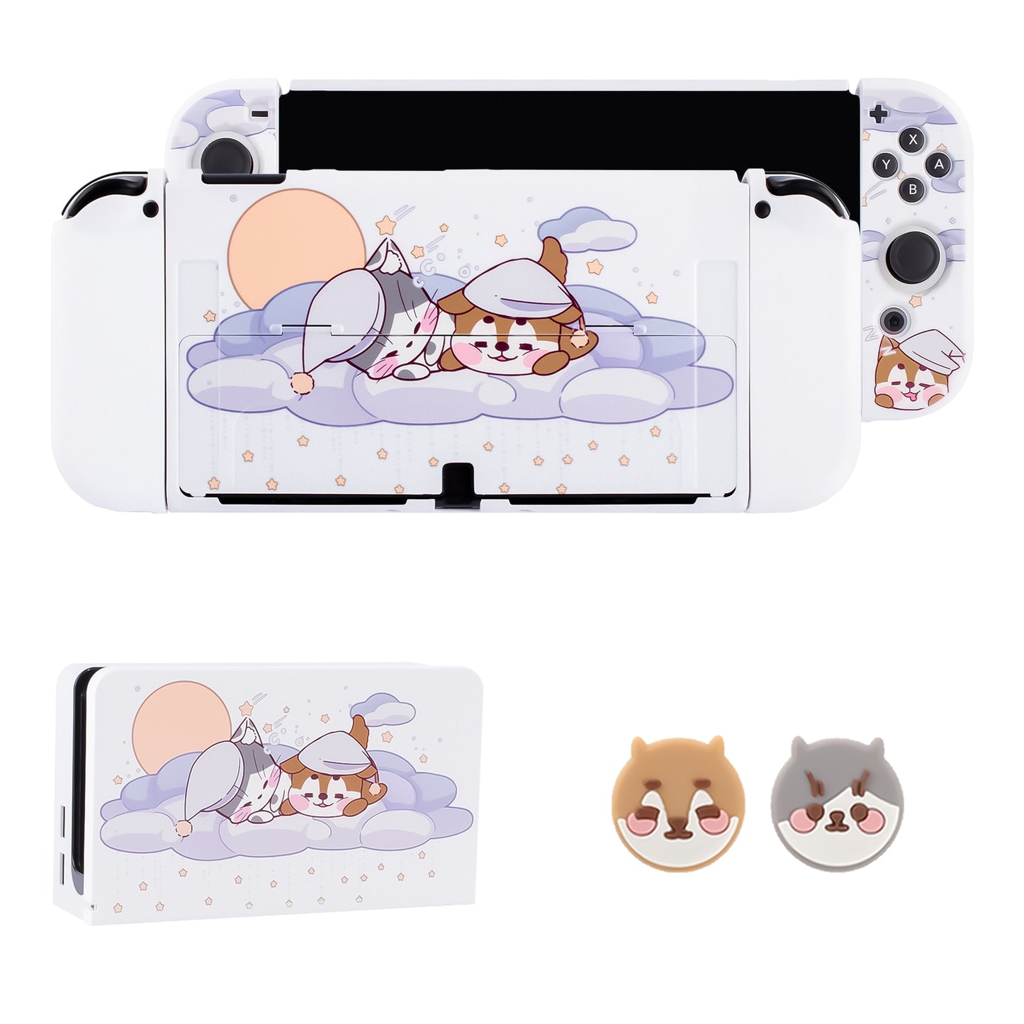 pawdiary switch oled case switch oled case matter finish oden kanto cooking nintendo switch oled tpu case cat dog - Executive-Skincare