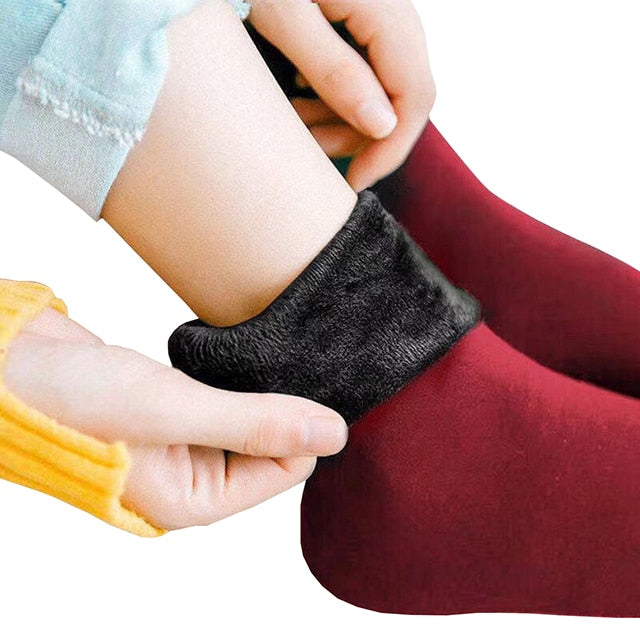 New Velvet Women Winter Warm Thicken Thermal Socks Soft Casual Solid Color Sock Wool Cashmere Home Snow Boots Floor Sock 1Pairs - Executive-Skincare