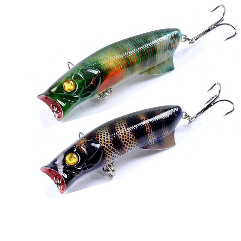 1pc Floathing Lure Topwater 3D Printed Popper Fishing Lure 7.8cm 11.5g Hard Bait Plastic Fishing Tackle Crankbait 7 Colors - Executive-Skincare