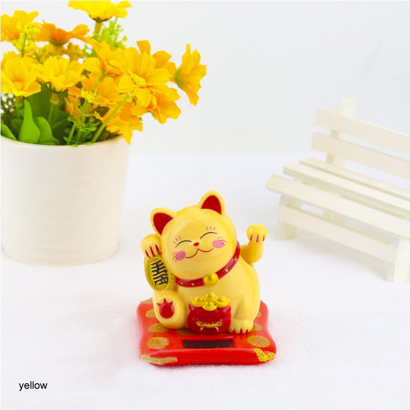 Chinese Lucky Wealth Waving Cat Gold Waving Hand Cat Home Decor Welcome Waving Cat Sculpture Statue Decor Car Ornament - Executive-Skincare