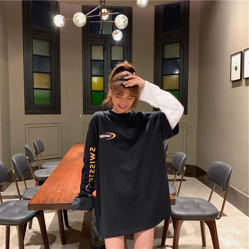 harajuku Long Sleeve T Shirt girl Christmas Topspring autumn embroidery stripe Tops Tees Women full Sleeve T-shirt Casual Female - Executive-Skincare