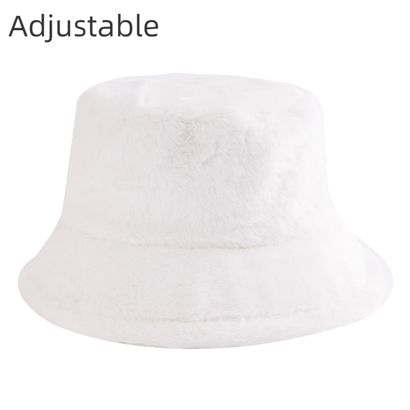 Winter Cow Leopard Faux Fur Fluffy Bucket Hats Women Outdoor Warm Sun Hat Soft Velvet Furry Fisherman Cap Girl Fashion Panama - Executive-Skincare