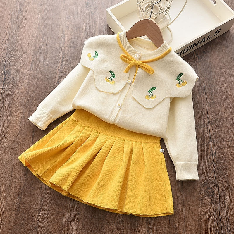 2022 New Girl Sweater Clothes Children Winter Dress Bow Doll Collar Clothes Coat Casual Dress Sweater Christmas Girls Suits - Executive-Skincare