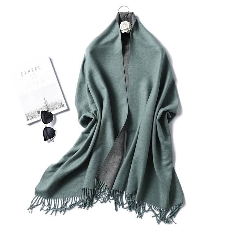 Winter Cashmere Scarf Women Thick Warm Shawls Wraps Lady Solid Scarves Fashion Tassels Pashmina Blanket Quality Foulard 2022 New - Executive-Skincare