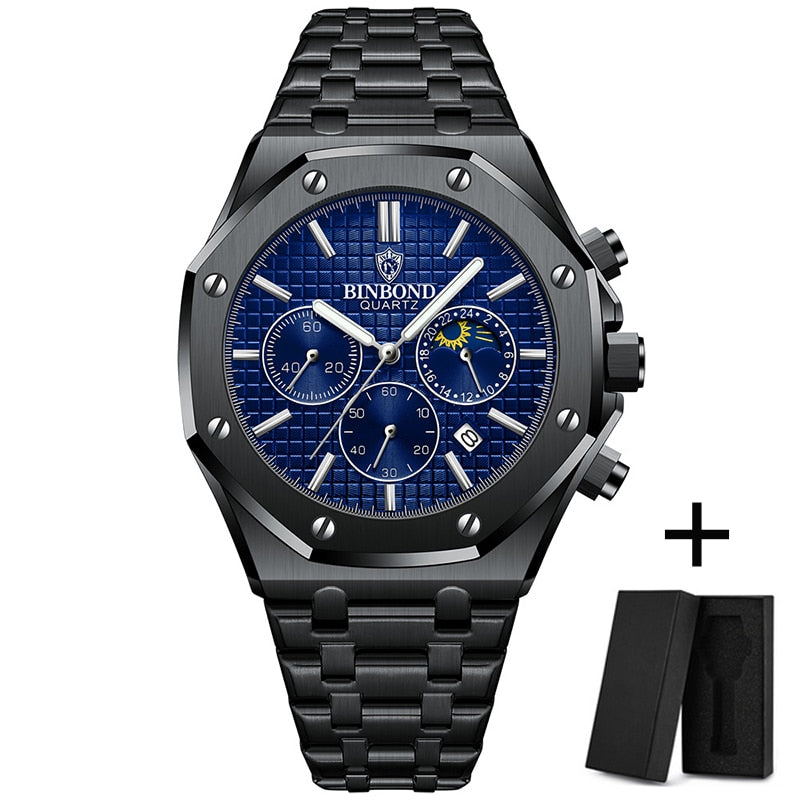 Binbond Wrist Watches For Men With Free Shipping Stainless Steel Waterproof Chronograph Male Wristwatches Relogio Masculino 2022 - Executive-Skincare