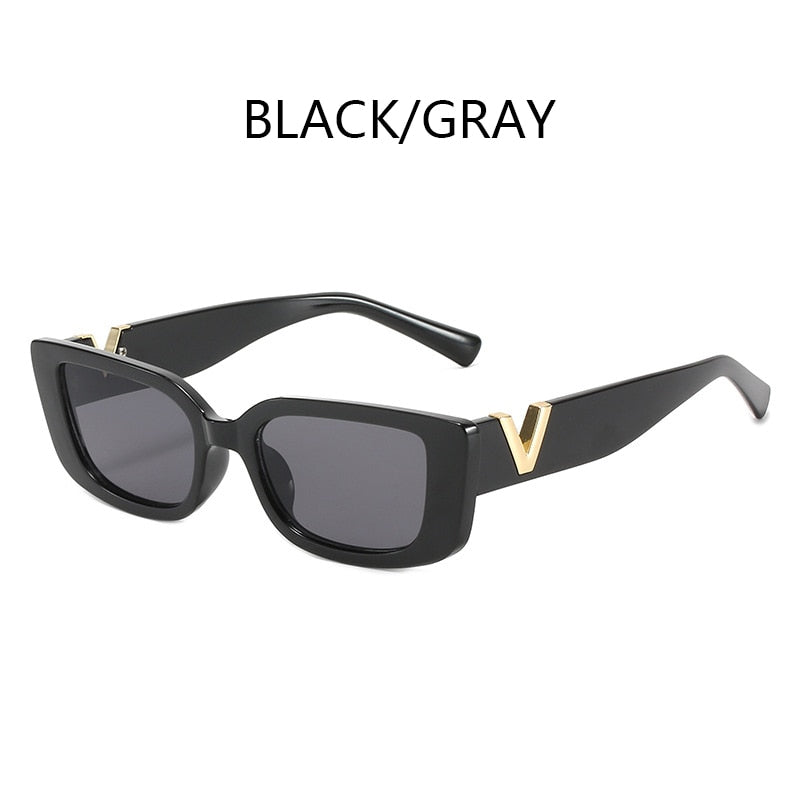 Retro Rectangle Sunglasses Women Brand Designer Cat Eye Small Frame Sun Glasses Ladies Classic Black Square Sunglass Woman UV400 - Executive-Skincare