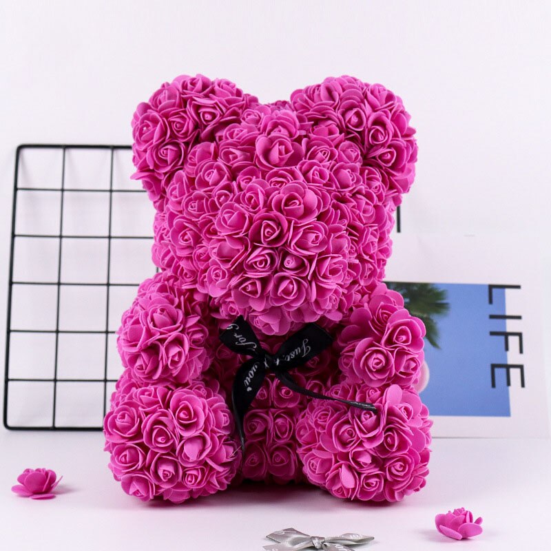 25cm Simulated Rose Bear Happy Valentine&#39;s Day Decor For Home Girls Favor Valentine&#39;s Day Gifts Wedding Party Pendants Ornaments - Executive-Skincare