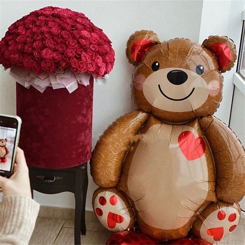 91*67cm Bear Balloon Aluminum Film Balloons Single Girl Wedding Baby Shower Decoration Birthday Valentine&#39;s Party Supplies - Executive-Skincare