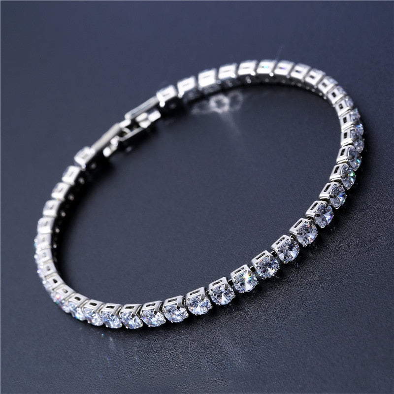 4mm Cubic Zirconia Green Tennis Bracelet Chain Bracelets For Women Men Gold Silver Color Hand Chain CZ Chain Homme Jewelry - Executive-Skincare