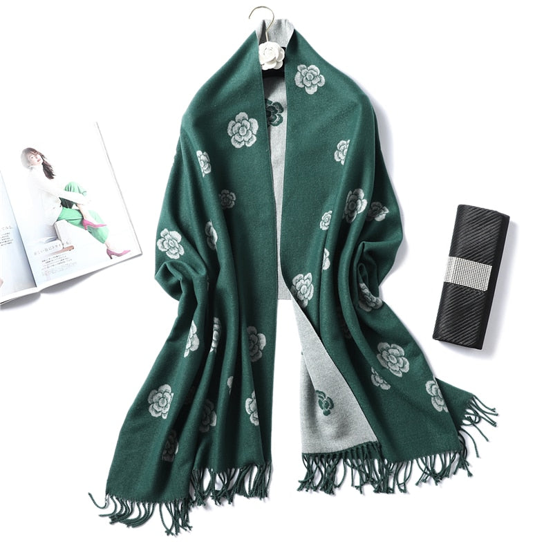 Winter Cashmere Scarf Women Thick Warm Shawls Wraps Lady Solid Scarves Fashion Tassels Pashmina Blanket Quality Foulard 2022 New - Executive-Skincare