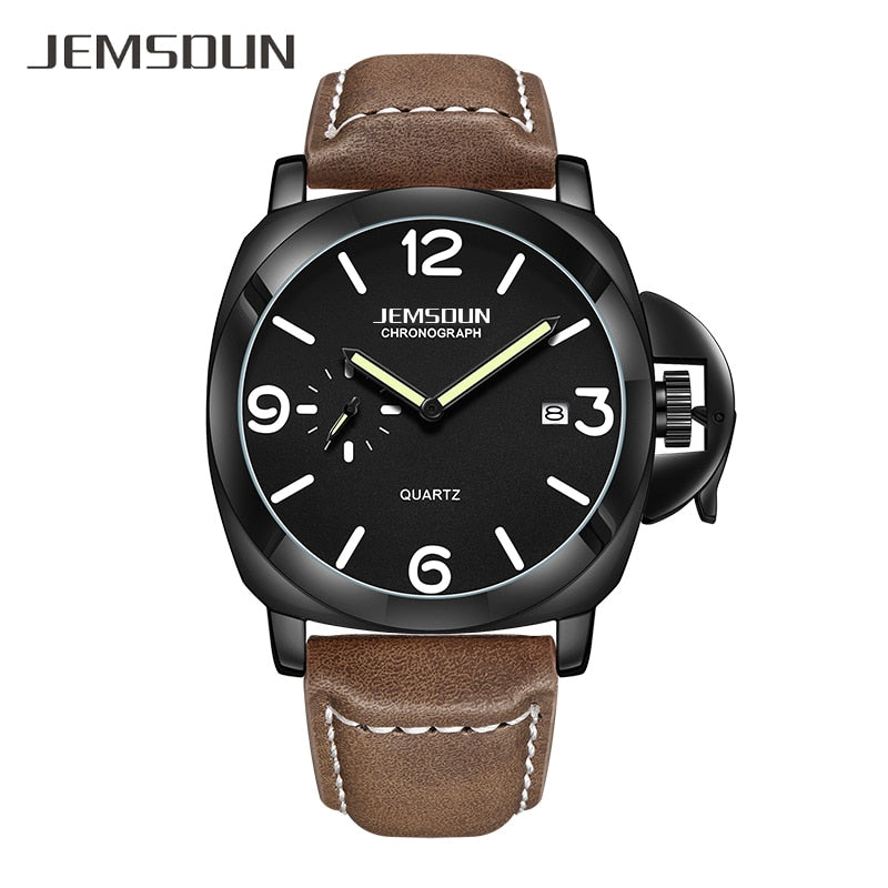 Luxury Top Brand Sport Watch Men Waterproof Quartz Brown Leather Military Wrist Watch Men Army Clock Male relojes hombre hodinky - Executive-Skincare