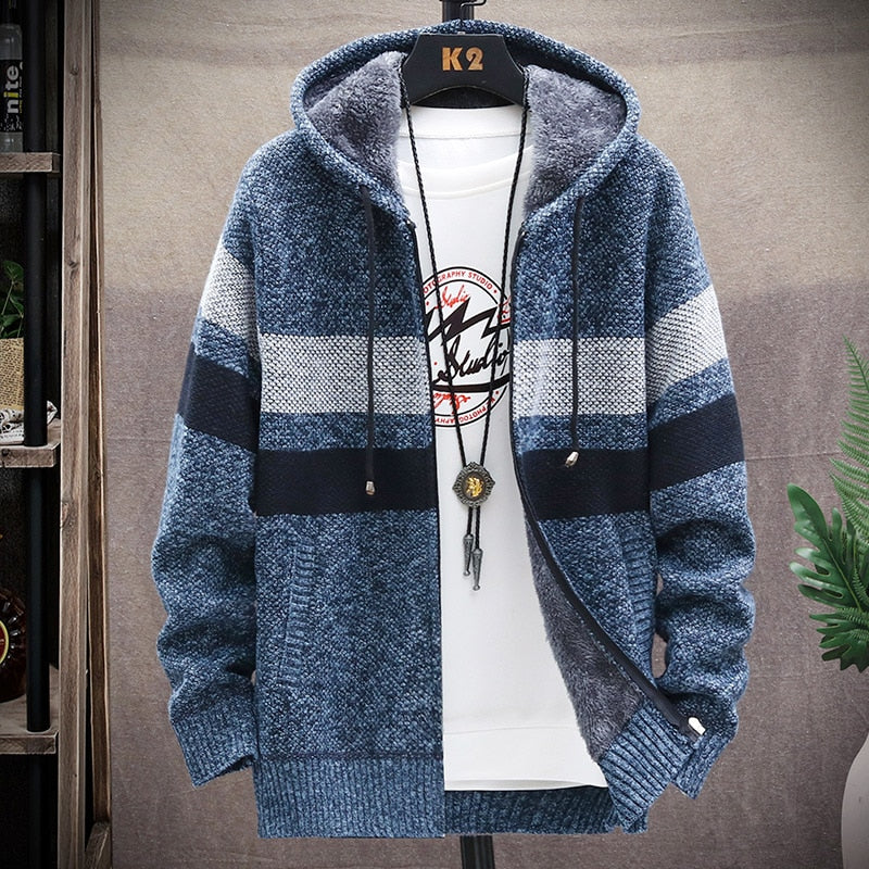 2022 Autumn/Winter New Men&#39;s Fashion Casual Loose Sweater Men&#39;s Fleece and Thick Warm Large Size High Quality Cardigan Coat 5XL - Executive-Skincare