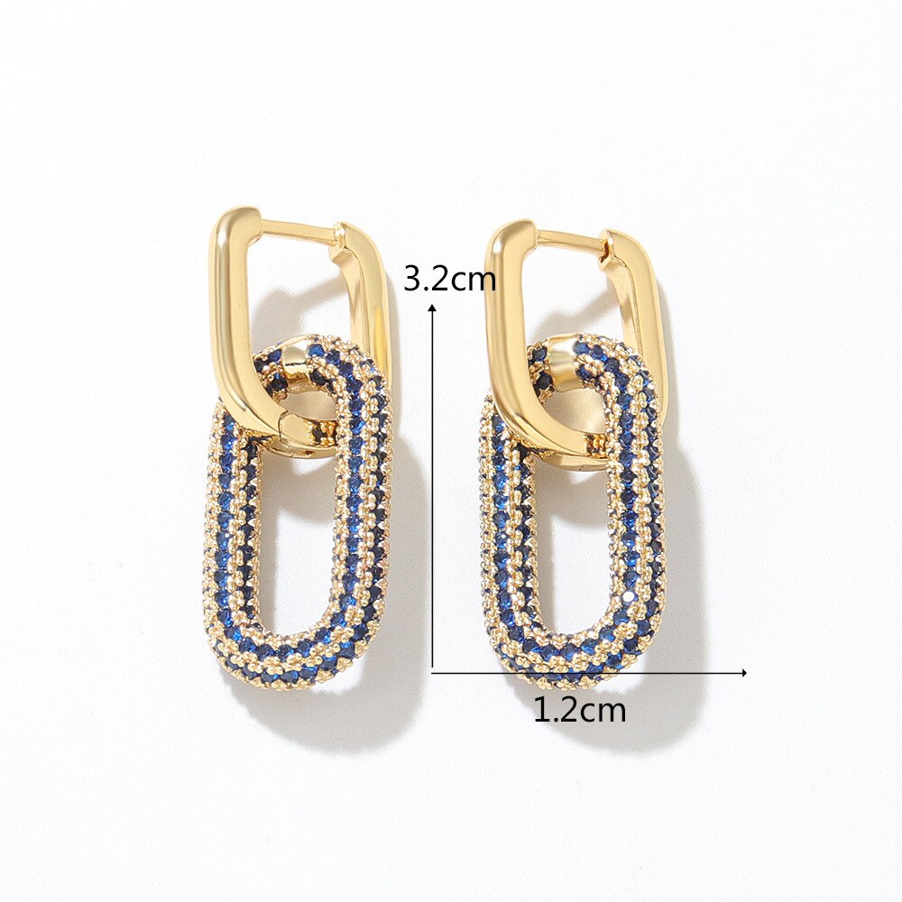 Gold Color Geometric O-shaped Two Oval Hoop Earrings for Women Small Circle Ear Buckle Pendant Earring 2023 New Punk Jewelry