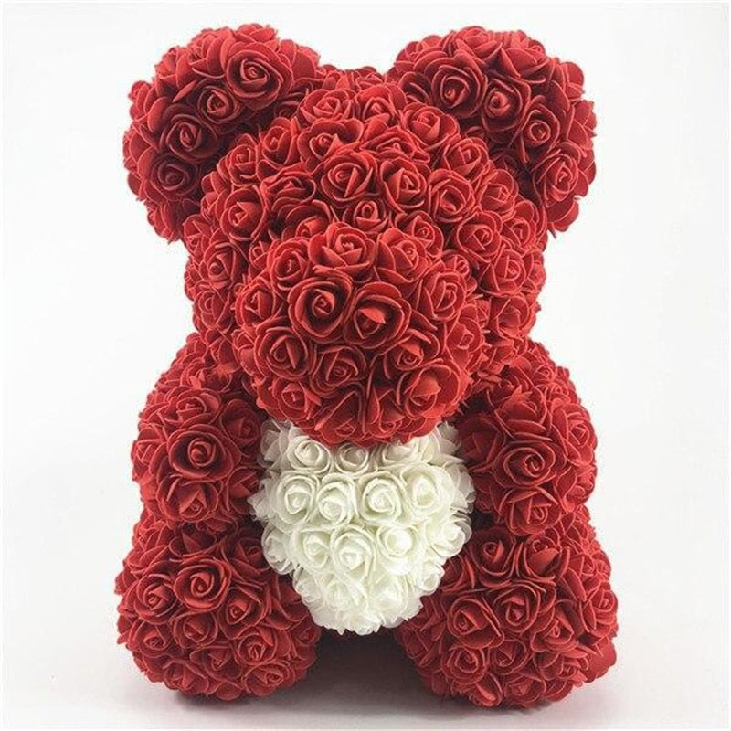 25cm Rose Bear Girlfriend Anniversary Christmas Valentine&#39;s Day Gift Birthday Present For Wedding PartyArtificial Flowers - Executive-Skincare