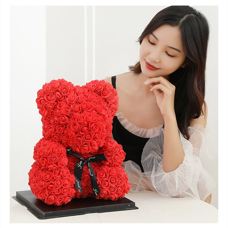 40cm Teddy Rose Bear Rose Bouquet Gift Box Proposal Lights 520 Valentine&#39;s Day Birthday Gifts for Best Friends and Girlfriends - Executive-Skincare