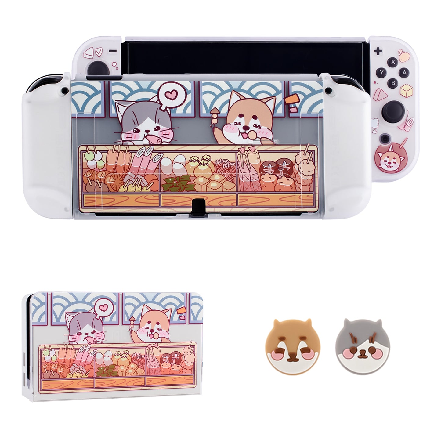 pawdiary switch oled case switch oled case matter finish oden kanto cooking nintendo switch oled tpu case cat dog - Executive-Skincare