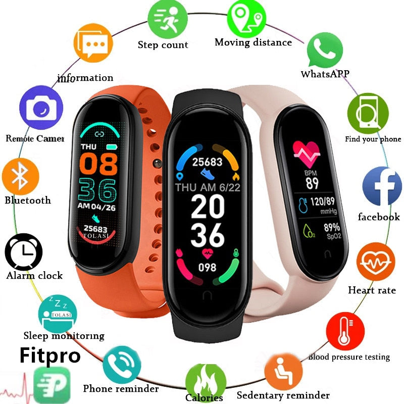 M6 Smart Watch Men Women Fitness Sports Smart Band Fitpro Version Bluetooth Music Heart Rate Take Pictures Smartwatch For Xiaomi - Executive-Skincare