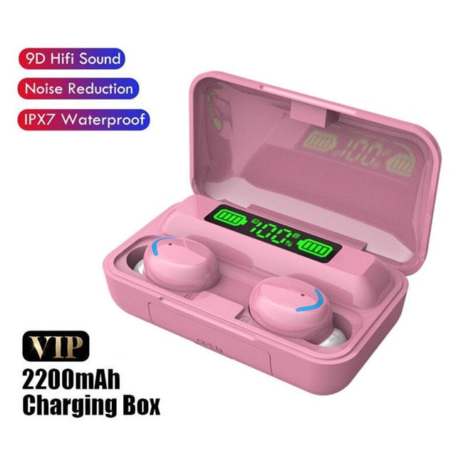 TWS Bluetooth Earphones 2200mAh Charging Box Wireless Headphone Fone Stereo Wireless Headset with Mic Sports Waterproof Earbuds - Executive-Skincare