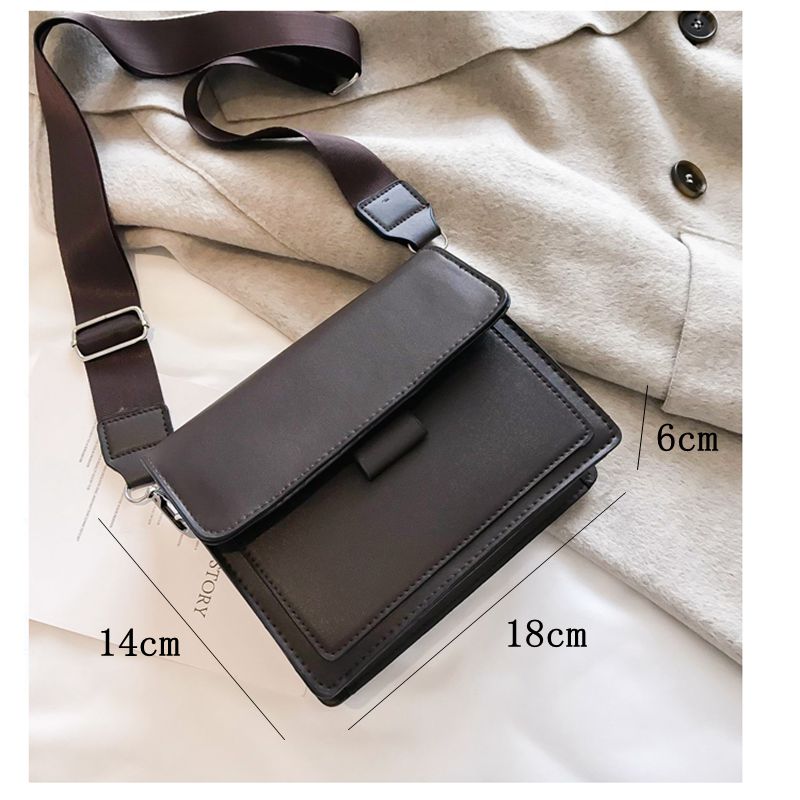 Women&#39;s Bag Retro Brown Adjustable Black Messenger Bag Casual Shoulder Bags Simple Style Luxury PU Leather Famale Handbag Wallet - Executive-Skincare