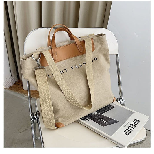 Korean Handbag Leisure Commuting Shoulder Bag Women&#39;s Big Bag Ins New Fashion Women&#39;s Messenger Canvas Tote Bag - Executive-Skincare