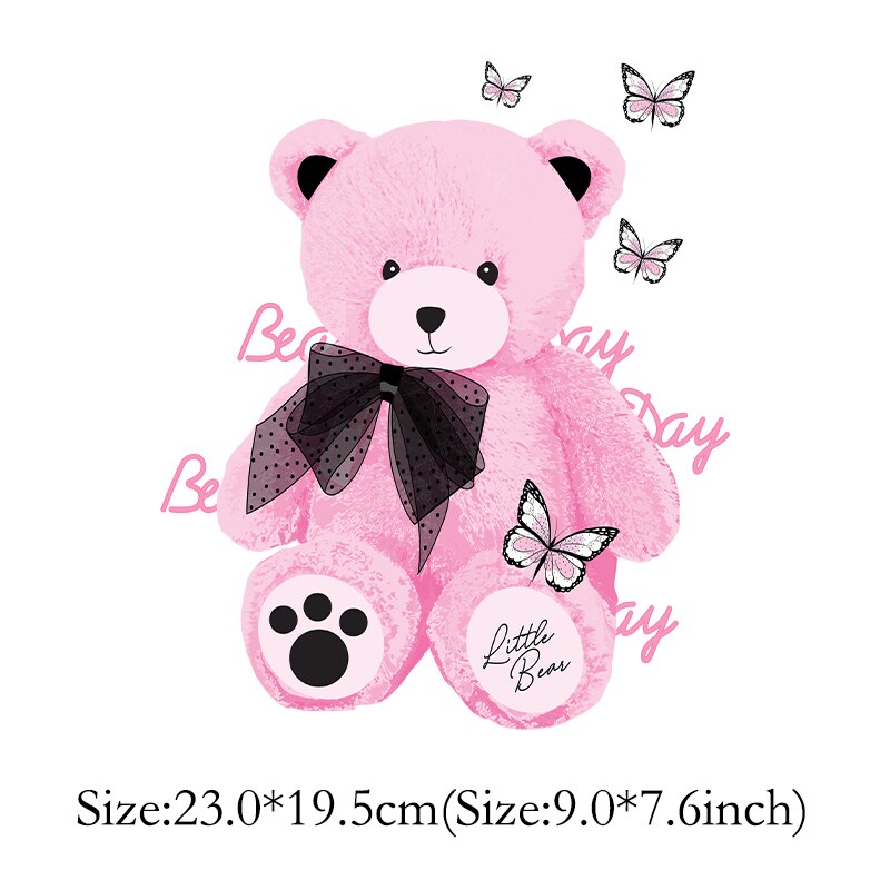 Bear Patch Iron on Transfers for Clothing Thermoadhesive Patches on Clothes Animals Teddy Bear Thermal Stickers on T-shirts - Executive-Skincare